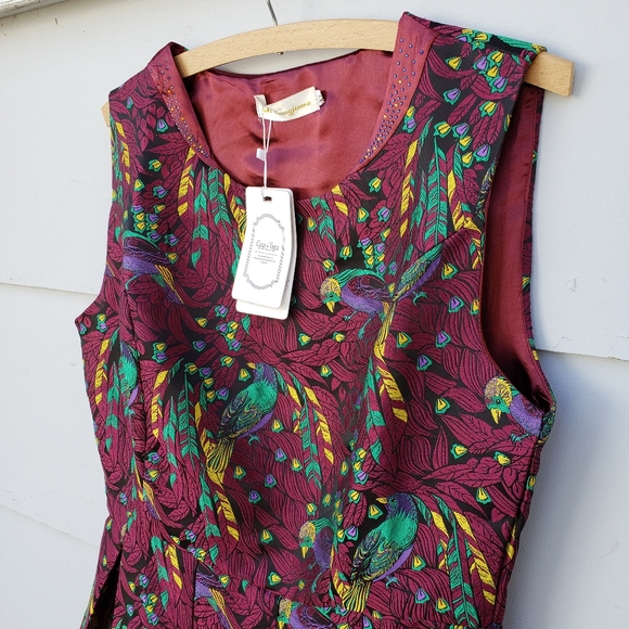 NWT Coeur de Vague Peacock Print Fit & Flare Dress - Picture 3 of 8